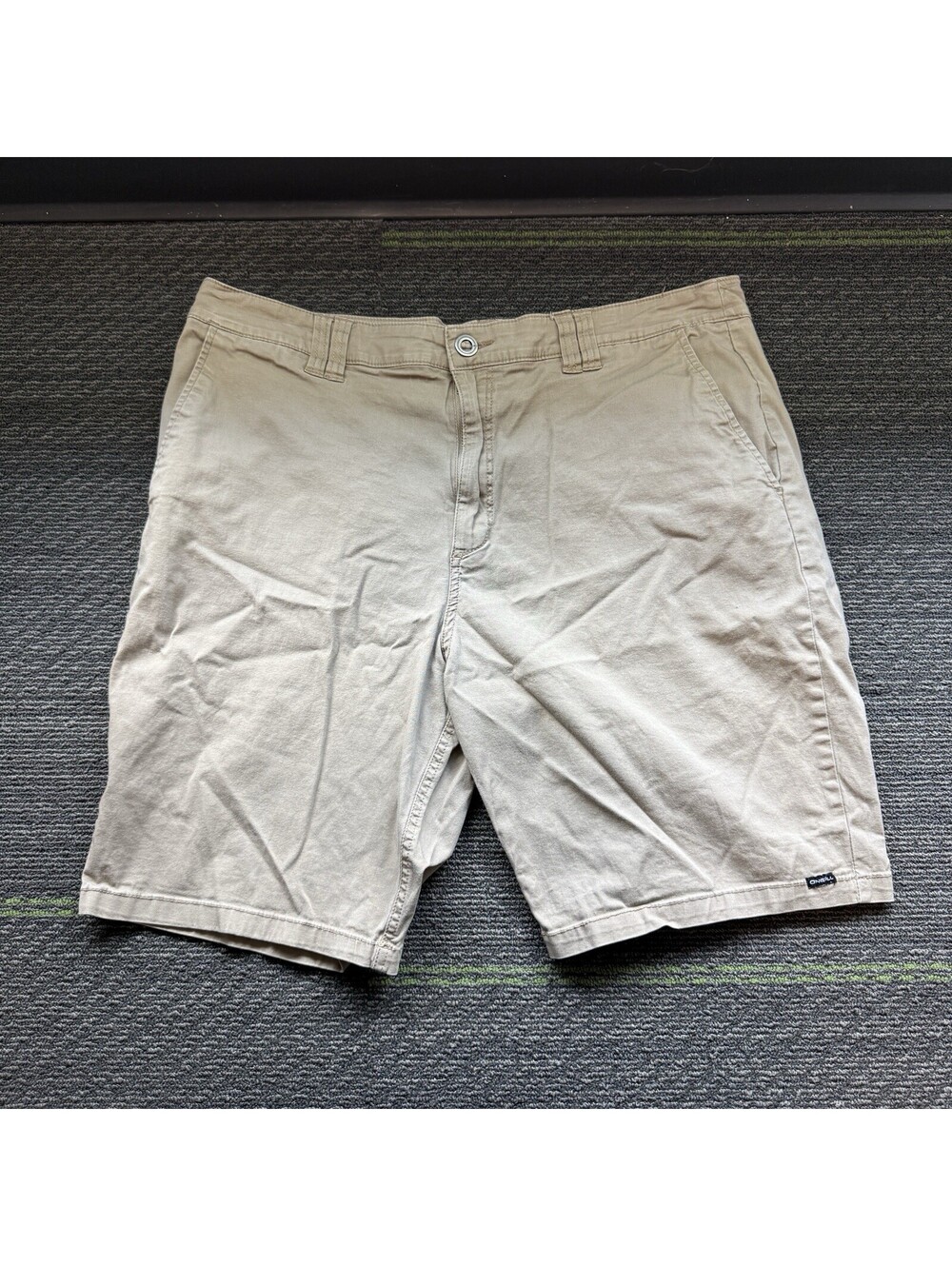 O'Neill Shorts Mens 38x9" Khaki Chinos Polycotton Tan Casual Logo